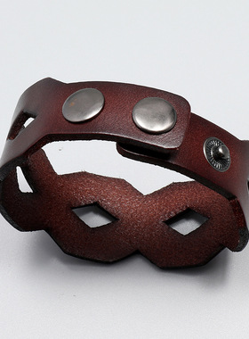 跨境热销饰品个性复古镂空牛皮手链欧美简约时尚流行手环首饰