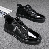 Весенние кроссовки, универсальная трендовая повседневная обувь для кожаной обуви, крокодиловый принт, в корейском стиле