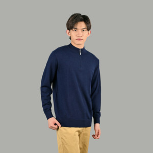 雪莲精纺半高领半拉链男套头衫商务休闲针织羊绒毛衣