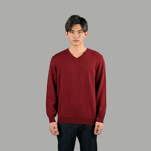 雪莲羊绒精纺V领男士针织商务休闲保暖套头衫毛衣