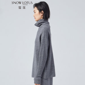 SNOW LOTUS SINCE 1965/雪莲纯山羊绒衫女高领套头中长款针织毛衣