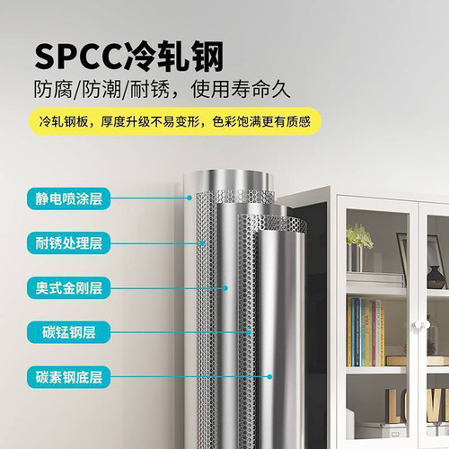 玻璃门书柜储物柜现代简约展示柜儿童书架置物架落地防尘铁艺收纳 - 图2