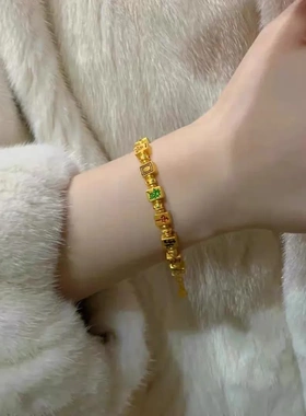 新中式發财红中麻将手链高级感气质个性小众简约纳福时尚百搭手链