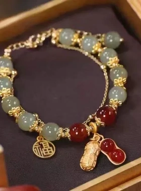 网红爆款好事花生福牌气质手链女潮新款双层叠戴轻奢高档个性手链