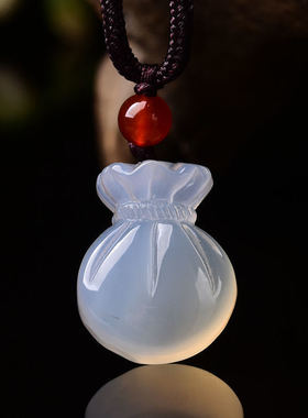 天然冰种玉髓小福袋吊坠迷你可爱钱袋玉佩招财纳福项坠保平安玉坠