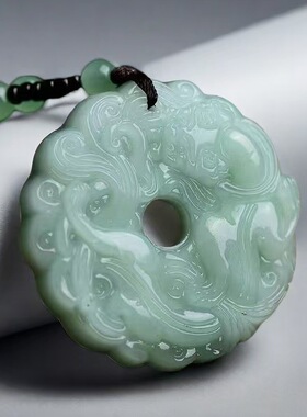 浅绿玉吊坠貔貅时来运转色项链吊坠毛衣链项链男女平安扣饰品批发
