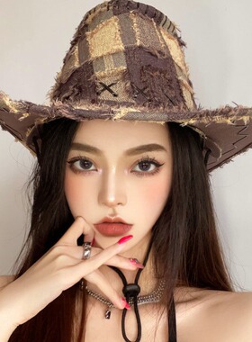 2024新款西部牛仔帽男女骑士大檐出游露营拍照帽休闲太阳帽辣妹