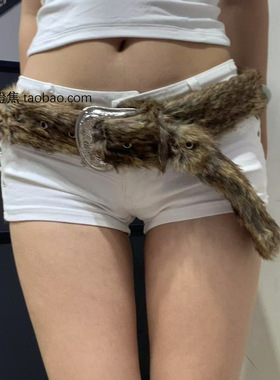 豹纹女复古毛毛亚文化皮带y2k造型辣妹腰部搭配配饰个性腰封腰带