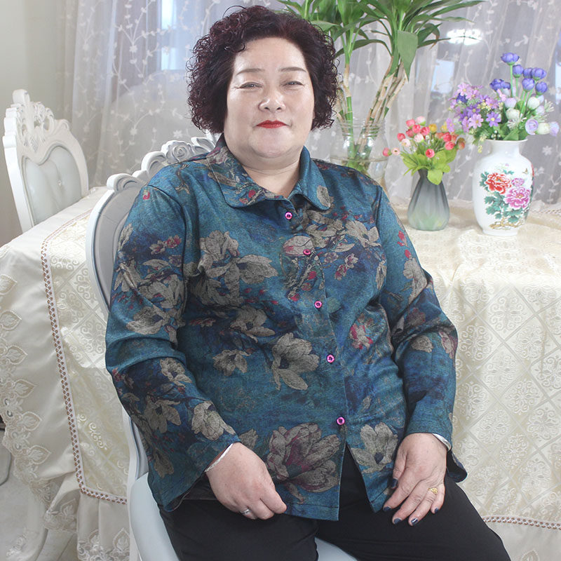 200斤大码中老年女装长袖宽松衬衣 胖太秀香服饰中老年女装