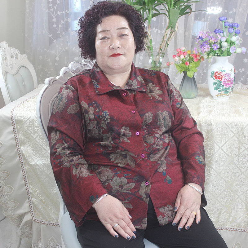 200斤大码中老年女装长袖宽松衬衣 胖太秀香服饰中老年女装