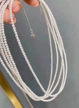天然淡水迷你颈链正圆强光小珍珠
