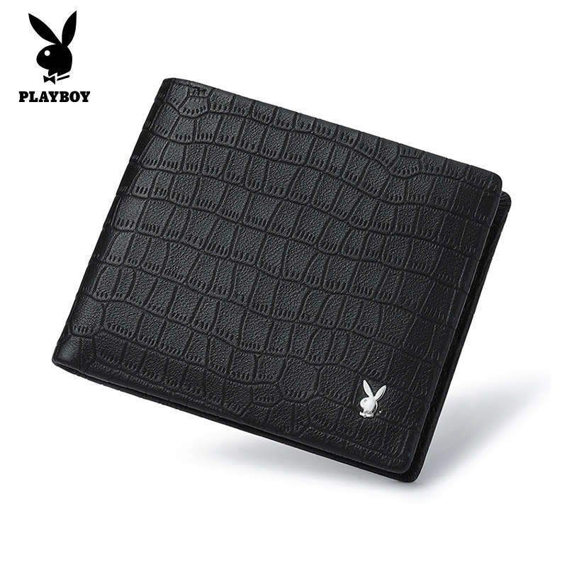 花花公子羊皮短款新款青年男款钱包 花花公子箱包钱包