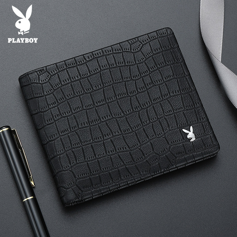 花花公子羊皮短款新款青年男款钱包 花花公子箱包钱包