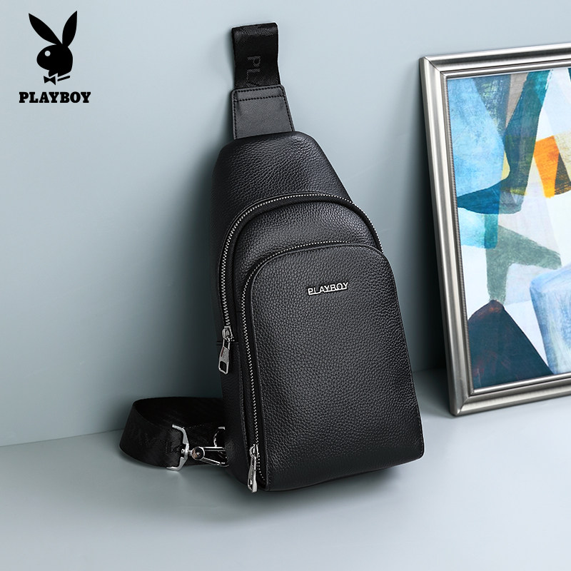 花花公子胸包男士新款真皮斜挎包包 花花公子箱包胸包