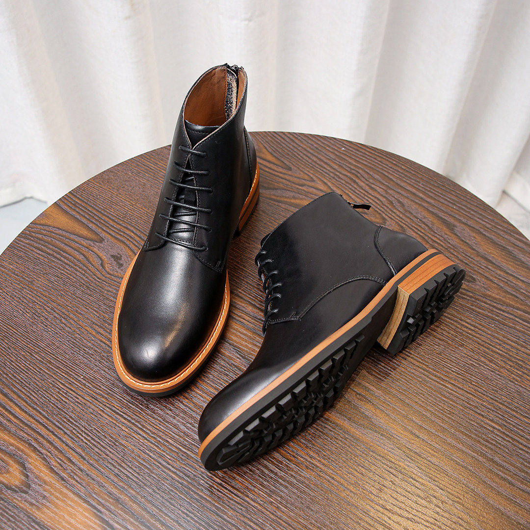 弓长梦男鞋2026秋冬新款真皮马丁靴男英伦风厚底短靴切尔西靴子,淘宝优惠券,粉丝福利购,淘宝优惠卷