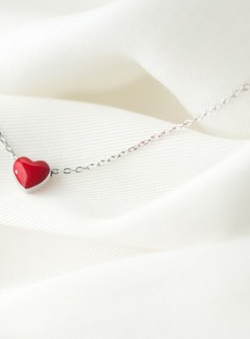 朱砂痣项链红色甜美心形