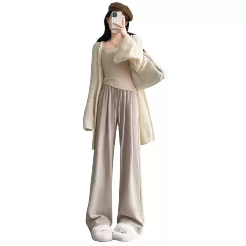 Glutinous rice, demi-season postpartum trousers to go out, plus size, high waist, loose fit