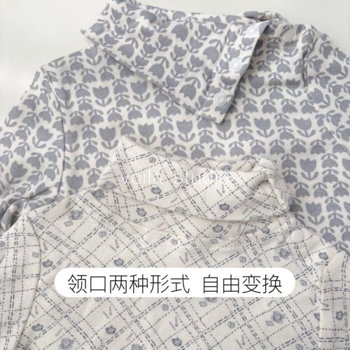 欧美女宝宝进口匹马棉T恤高领长袖上衣内搭秋衣打底衣A类全棉sp - 图1