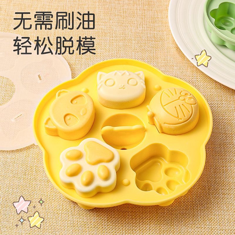 宝宝辅食蒸糕模具婴儿食品级硅胶盒猫爪香肠可煮蛋米糕烘焙工磨具 - 图2