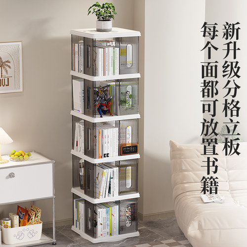 旋转书架落地置物架一体靠墙简易多层收纳经济型省空间360度书柜 - 图3