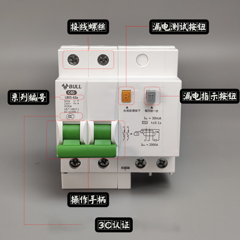 公牛漏电保护器开关 家用2P63a空气开关保护带漏电断路器空开漏保 - 图0