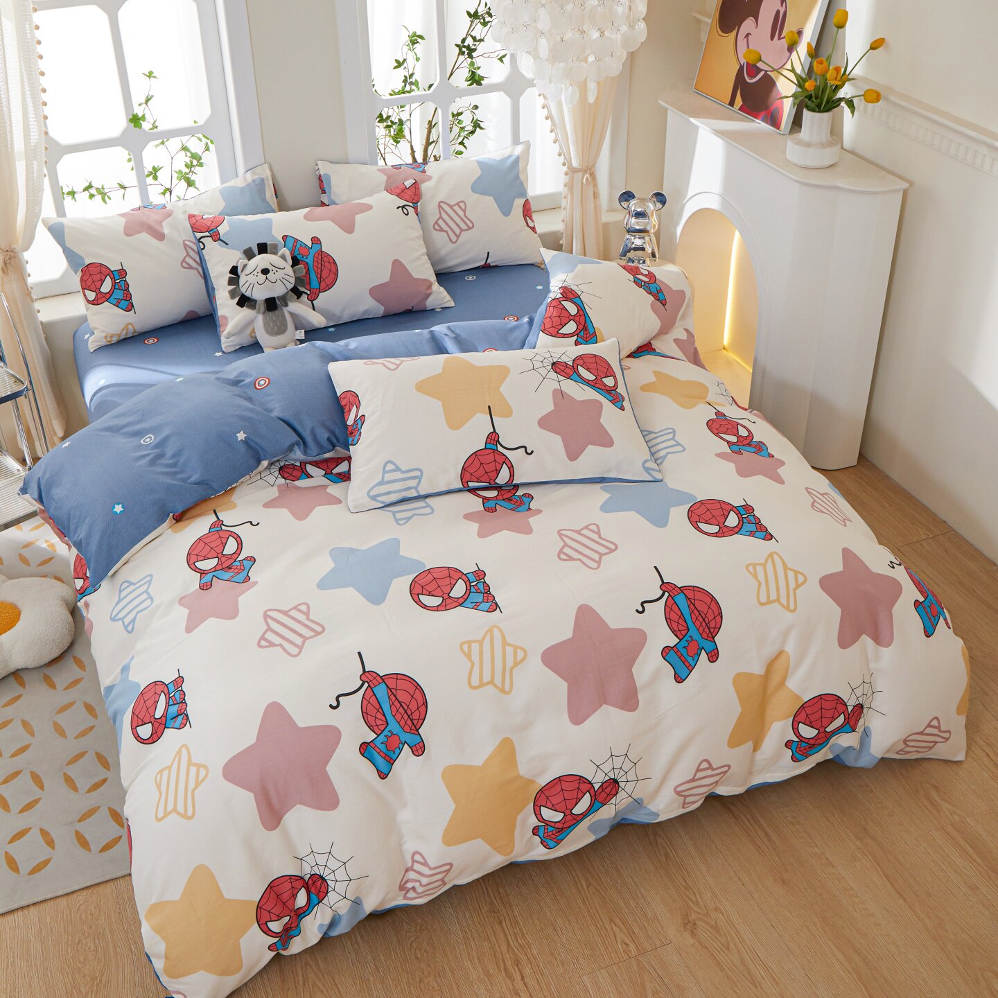 蜘蛛侠卡通纯棉四件套床上被套床单全棉学生宿舍三件套儿童可爱