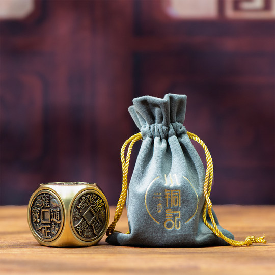 小铜记全铜六面魔方转转六面转转手把件男士好玩解压把玩送人礼物