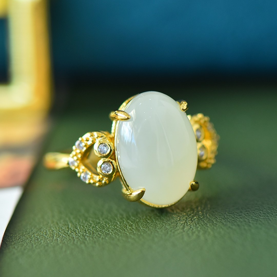 古法金和田玉白玉爱心戒指女小众设计女款时尚个性开口可调节指环,淘宝优惠券,粉丝福利购,淘宝优惠卷