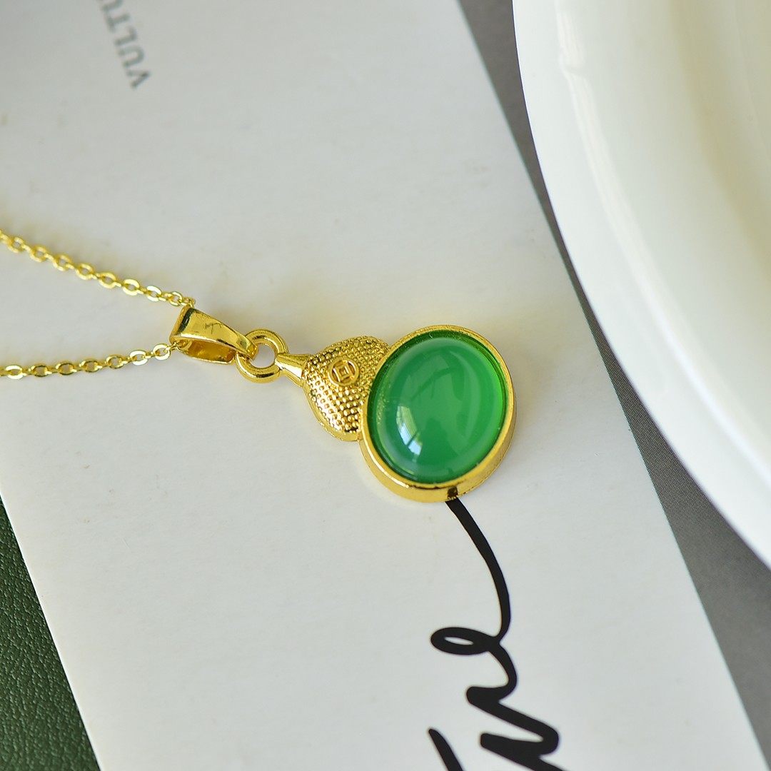 铜镶嵌绿玉髓蛋面福禄吊坠女沙金葫芦挂件仿金首饰不掉色,淘宝优惠券,粉丝福利购,淘宝优惠卷