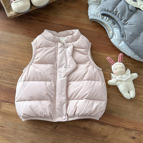 三折撤柜宝宝羽绒马甲秋冬婴幼儿轻薄羽绒衣服女童白鸭绒马夹外套 - 图0