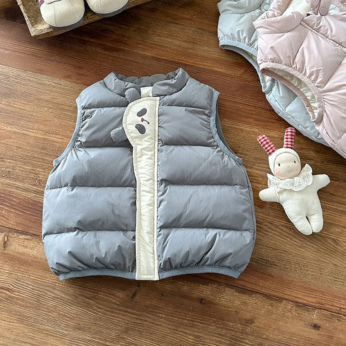 三折撤柜宝宝羽绒马甲秋冬婴幼儿轻薄羽绒衣服女童白鸭绒马夹外套 - 图1