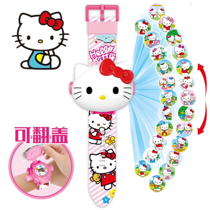 抖音同款HelloKitty猫投影手表儿童卡通电子表男女孩库洛米玩具表-图0