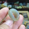 Hotan jade green and white jade seed card 17 random gold leather ring retro style ring jade ring cultural play bead string pendant