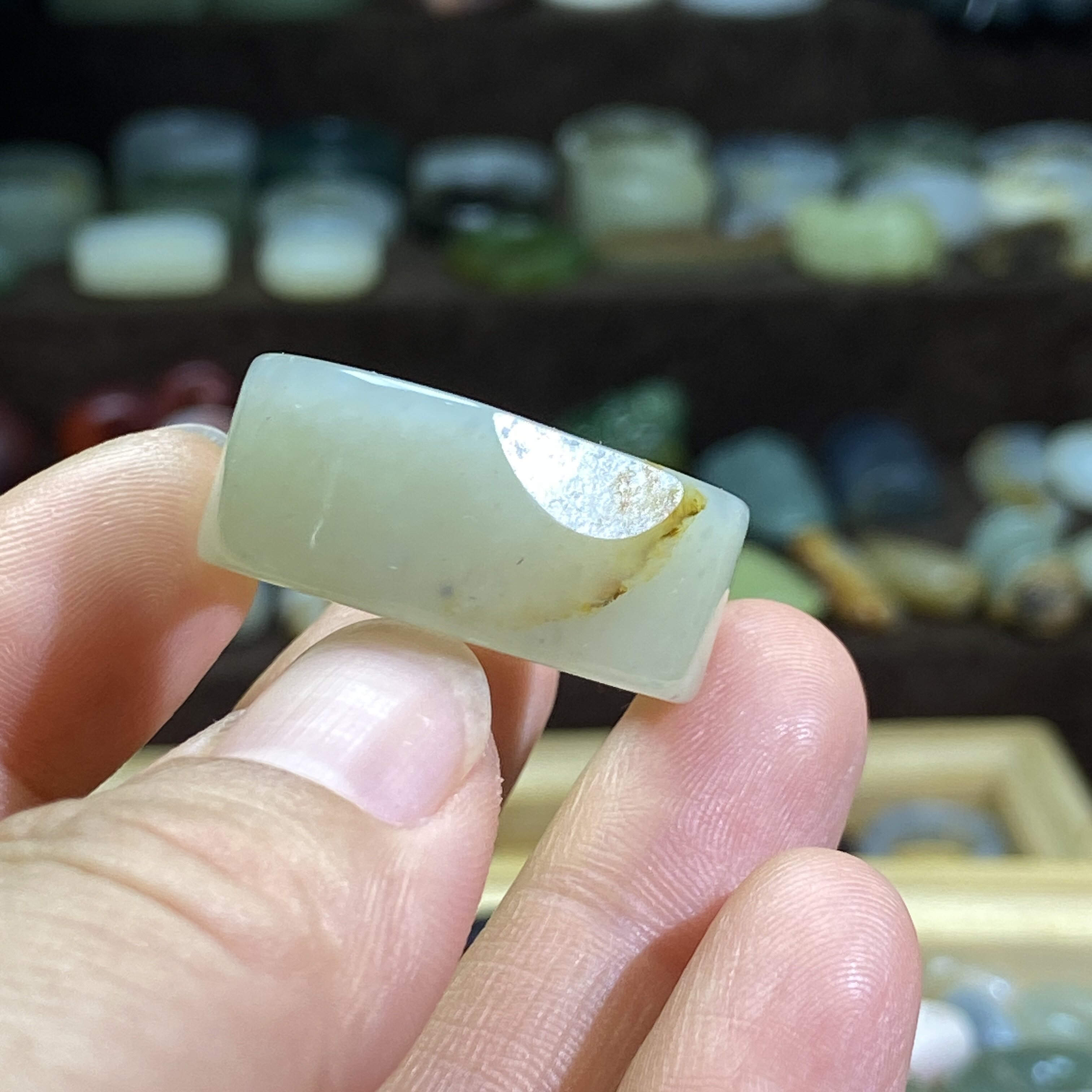Hotan jade seed material sprinkled with gold pickup 21 straight cut ring ring large ring ring cultural play beads running circle pendant