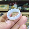 Hetian jade white jade seed material card 21 large ring ring with retro style play beads jade ring hanging ornament