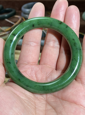 和田玉碧玉手镯辣阳绿国风复古圆条镯子  圈口56