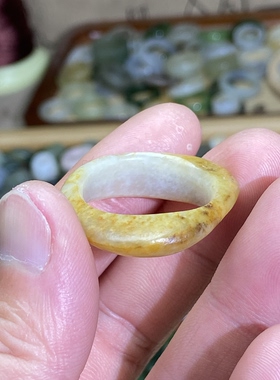 和田玉籽料独籽卡22扳指戒指洒金皮满皮随型戒圈玉环古风藏式跑环