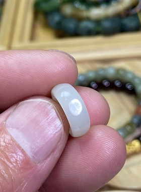 和田玉白玉籽料卡9随型跑环古风玉环项链锁骨链挂饰文玩珠串跑圈