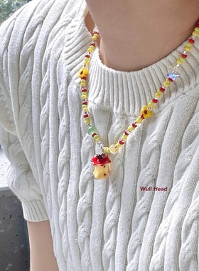 可爱多巴胺闺蜜苹果串珠项链