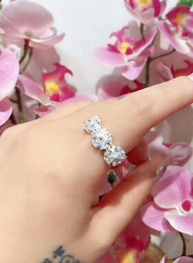 泰国佛牌正品 AZ喷 桃花经文戒指 纯银花朵指环