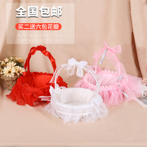 Flower Boy Flower Basket Wedding Handheld Sprinkle Petal Small Flower Basket Creative Vines Lace Bridesmaid Western-style Wedding Dance Items