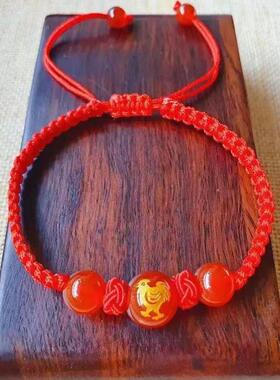 太岁红绳手链女本命年护身符属龙十二生肖编织红手绳红色首饰男