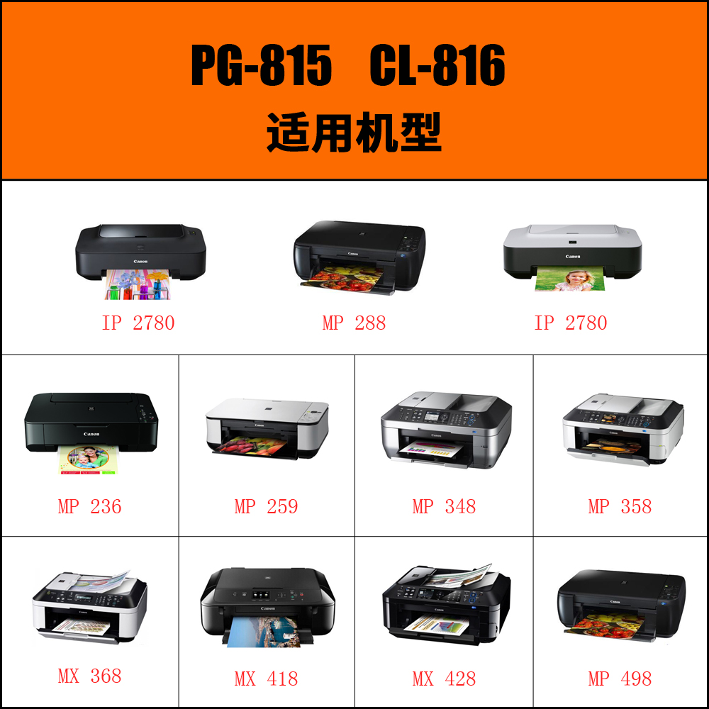 原装佳能815墨盒 816XL MP236 259 288 IP2780MX368打印机黑彩色-图0