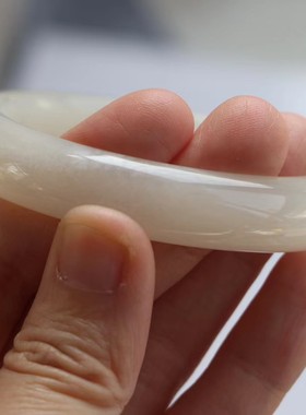 保真天然和田玉手镯54圈口证书编号8131911和田玉浅藕粉色 青海料