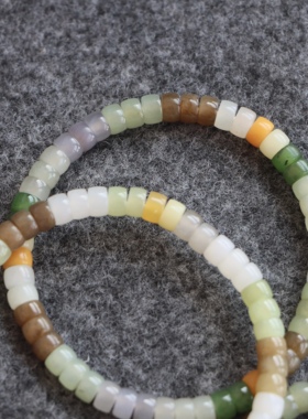 和田玉多宝切片手串碧玉晴水南红且末糖白青海烟紫黄龙玉手链女款