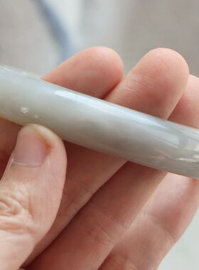 保真天然和田玉手镯57圈口证书编号11400727烟紫色 青海料