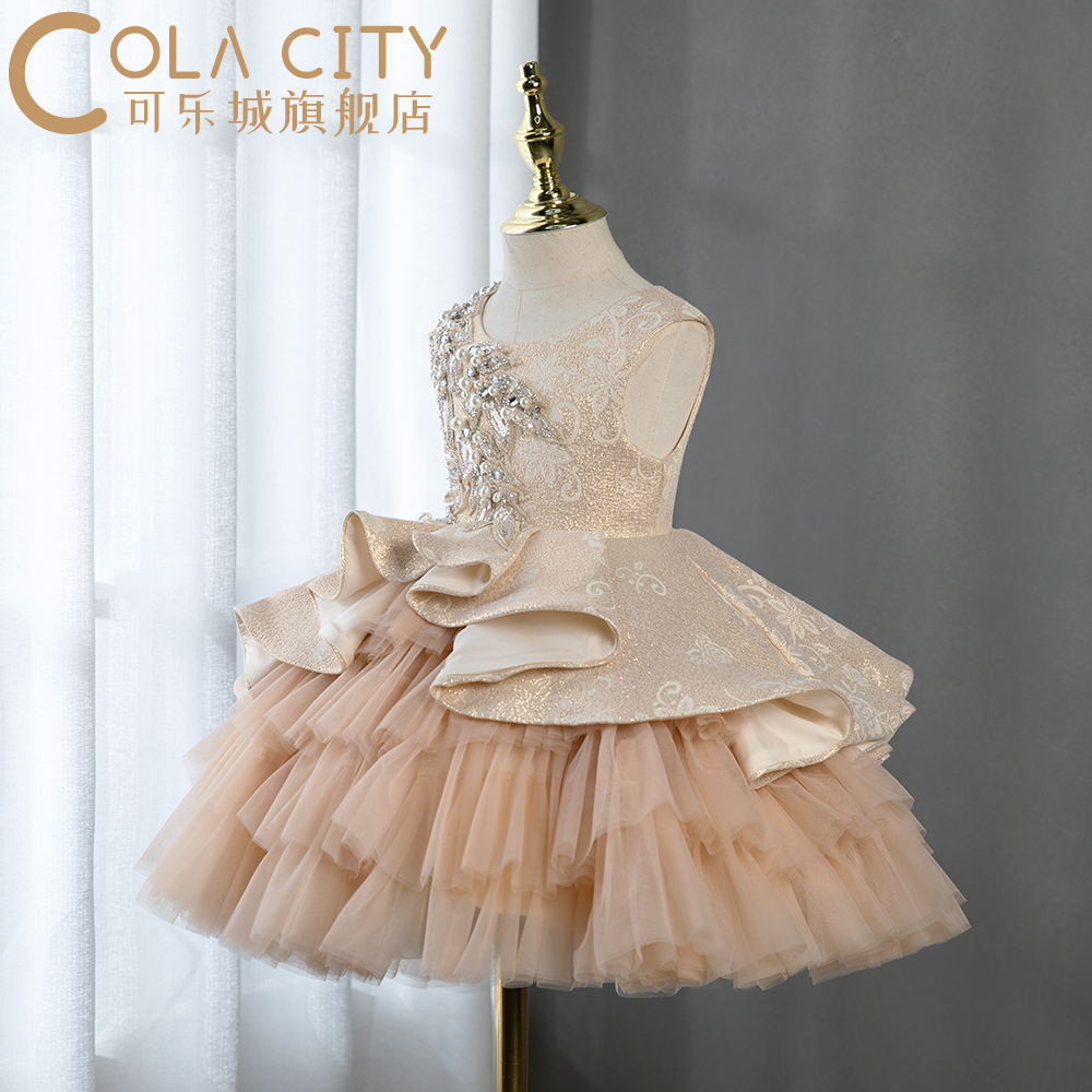 女童短裙礼服公主蓬蓬裙高端走秀洋气花童钢琴表演服女孩周岁生日,淘宝优惠券,粉丝福利购,淘宝优惠卷