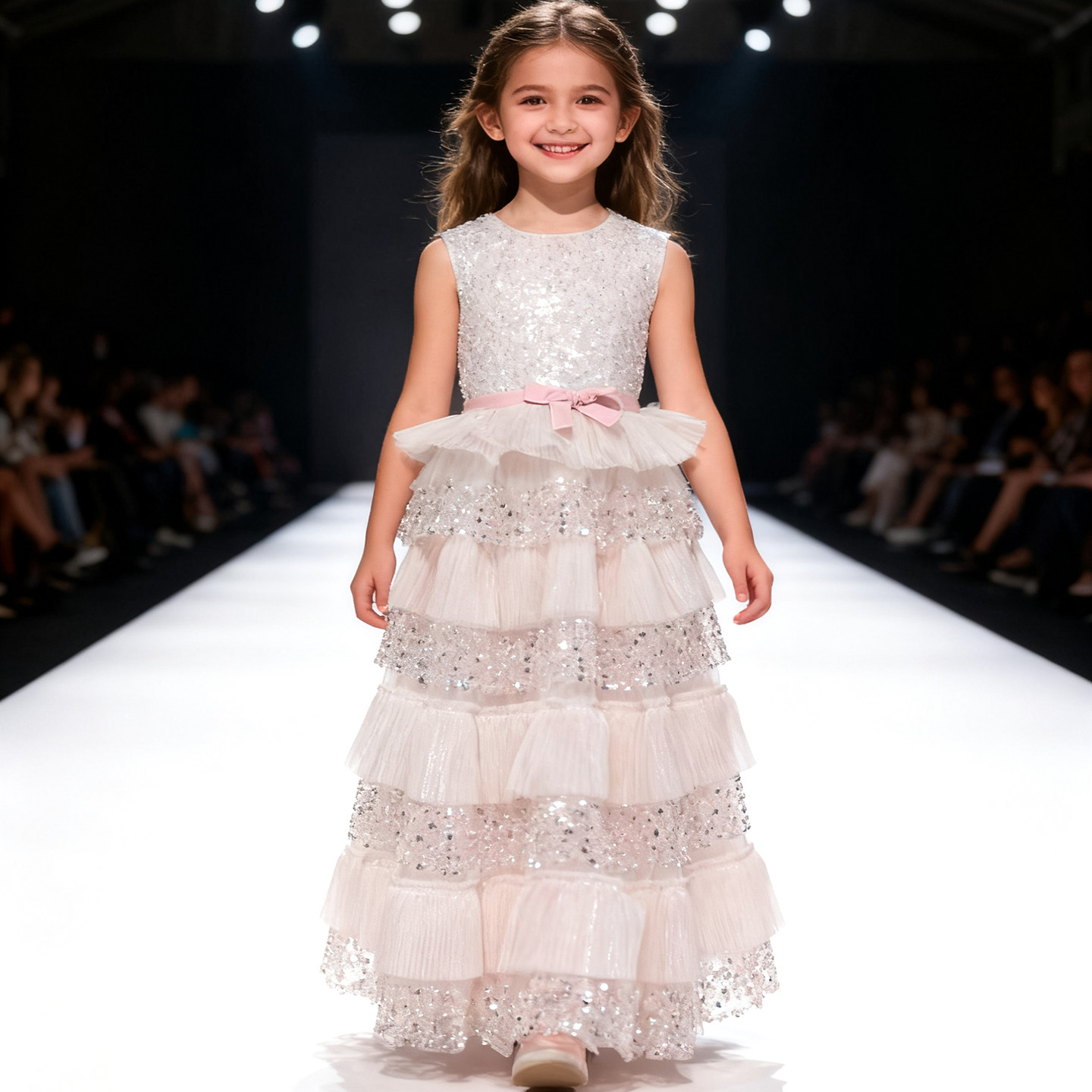 女童重工蛋糕蓬蓬裙无袖亮片礼服长款连衣裙生日花童钢琴主持演出,淘宝优惠券,粉丝福利购,淘宝优惠卷