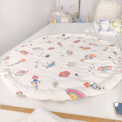 儿童纯棉花帐篷床垫褥子垫子圆床圆形被褥垫爬行铺地垫子可拆洗 - 图0