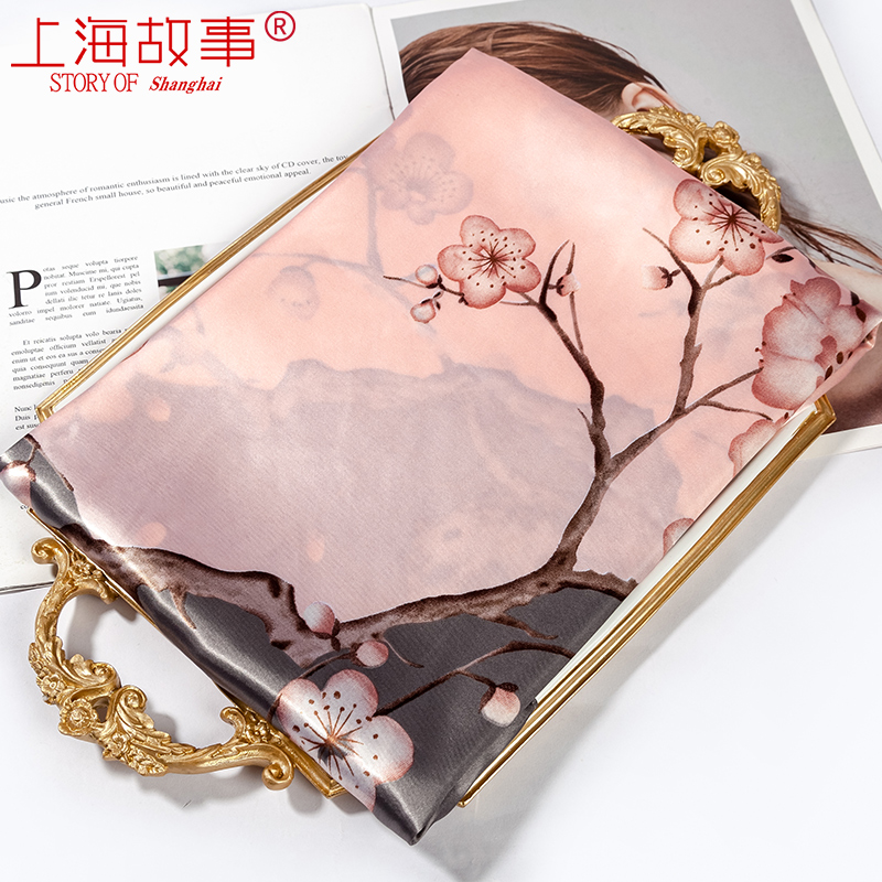 上海故事中国风红女三角2022大方巾 轻罗服饰配件围巾/丝巾/披肩